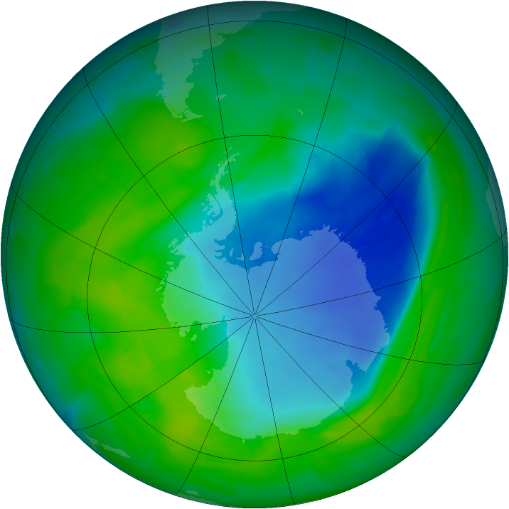 Antarctic ozone map for 06 December 2011
